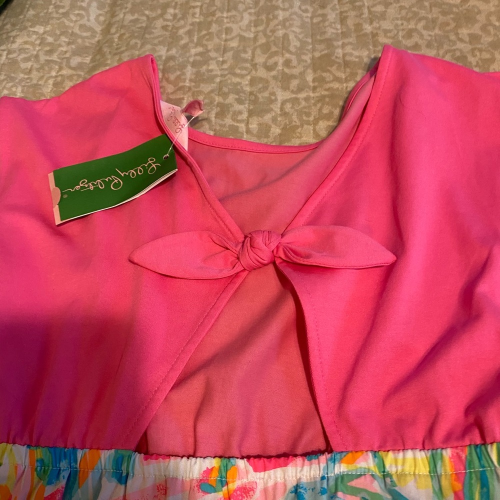 Lilly Pulitzer sea salt and sun dress with knot in back. Pink and multi color - Picture 3 of 4